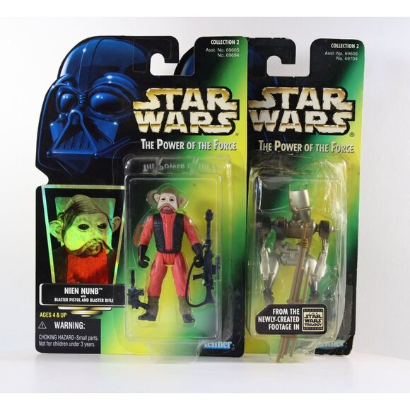 Star Wars The Power Of The Force Nien Nunb & ASP-7 Droid SEALED 2 Figures 1997 - Picture 1 of 15